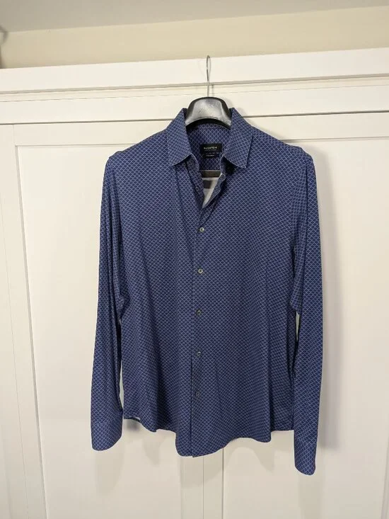 Men’s Bugatchi OoohCotton Button Down Stretch Performance Shirt Sz L - Picture 2 of 6